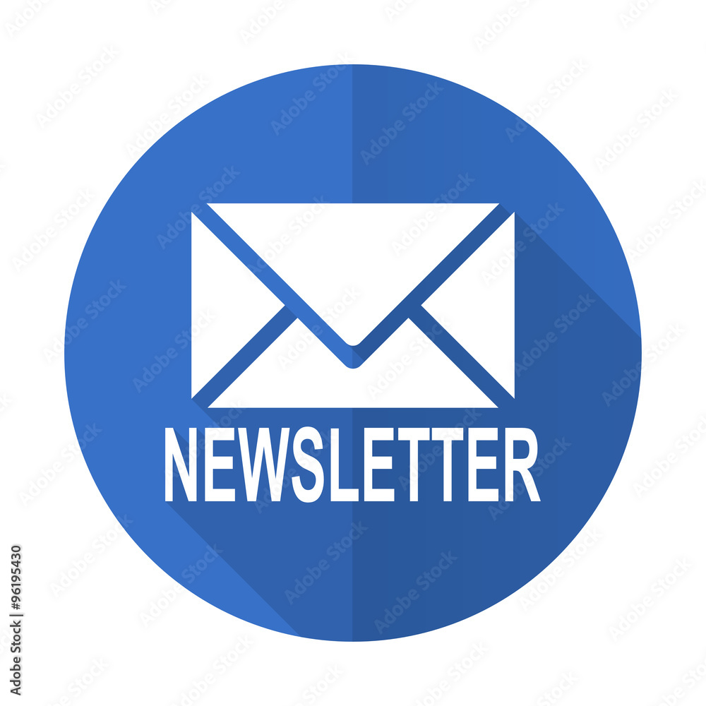 newsletter blue flat desgn icon with shadow on white background newsletter blue flat desgn icon with shadow on white background