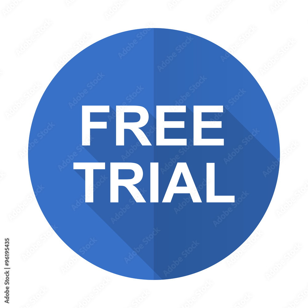 free trial blue flat desgn icon with shadow on white background free trial blue flat desgn icon with shadow on white background