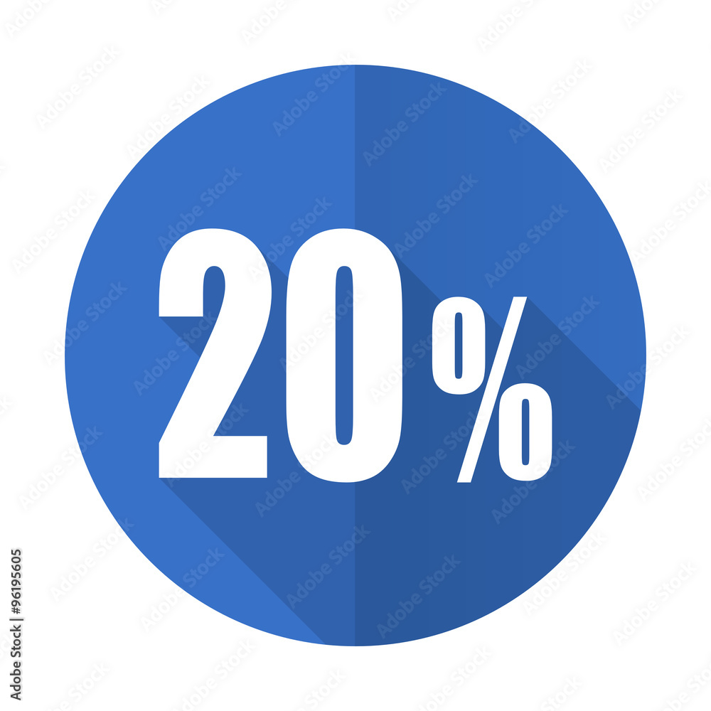 20 percent blue flat desgn icon with shadow on white background 20 percent blue flat desgn icon with shadow on white background