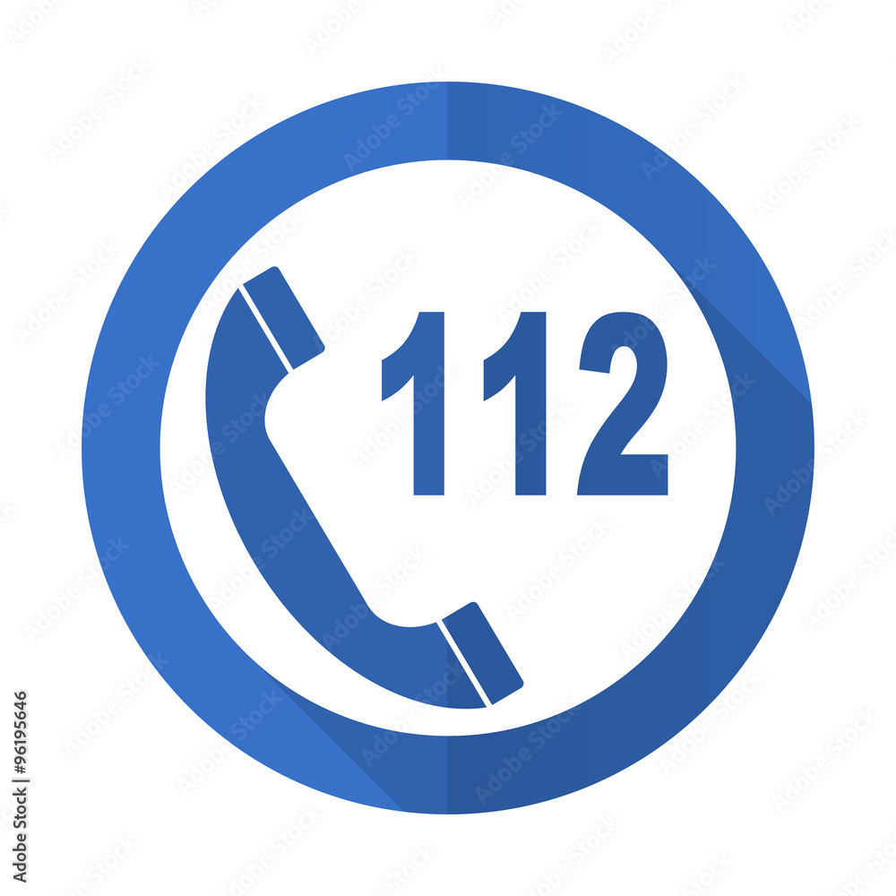 emergency call blue flat desgn icon with shadow on white background emergency call blue flat desgn icon with shadow on white background