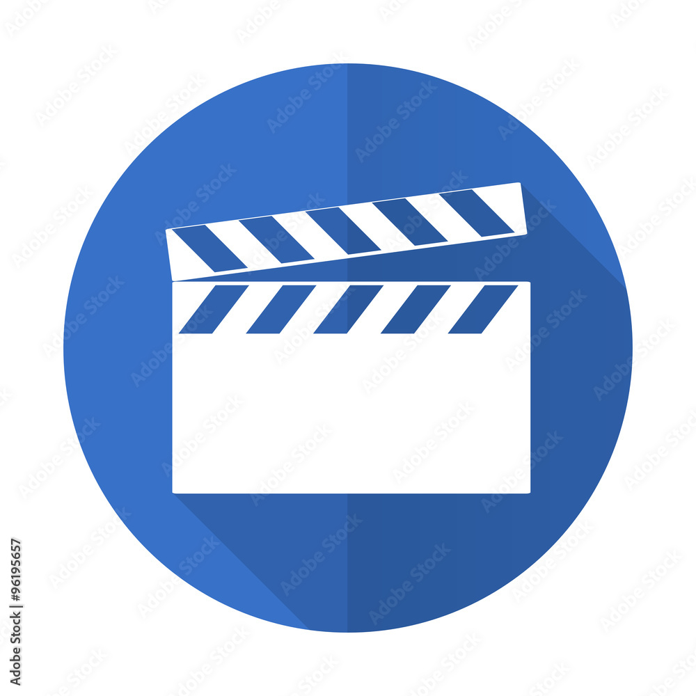 video blue flat desgn icon with shadow on white background