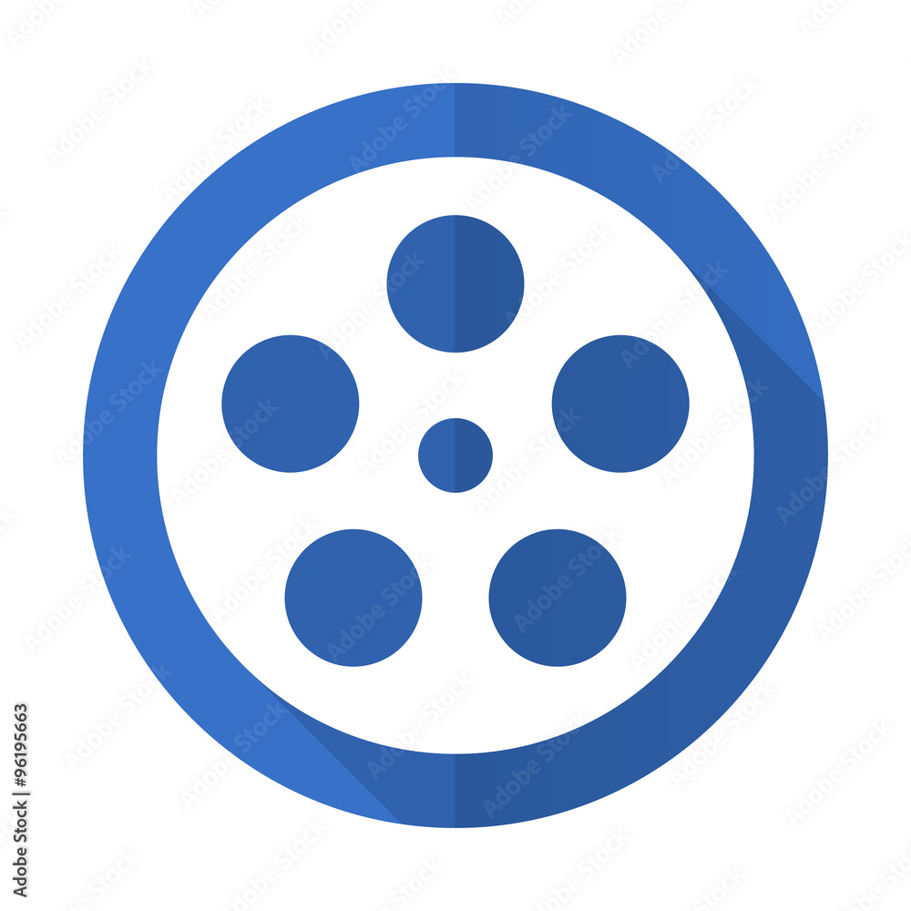 film blue flat desgn icon with shadow on white background