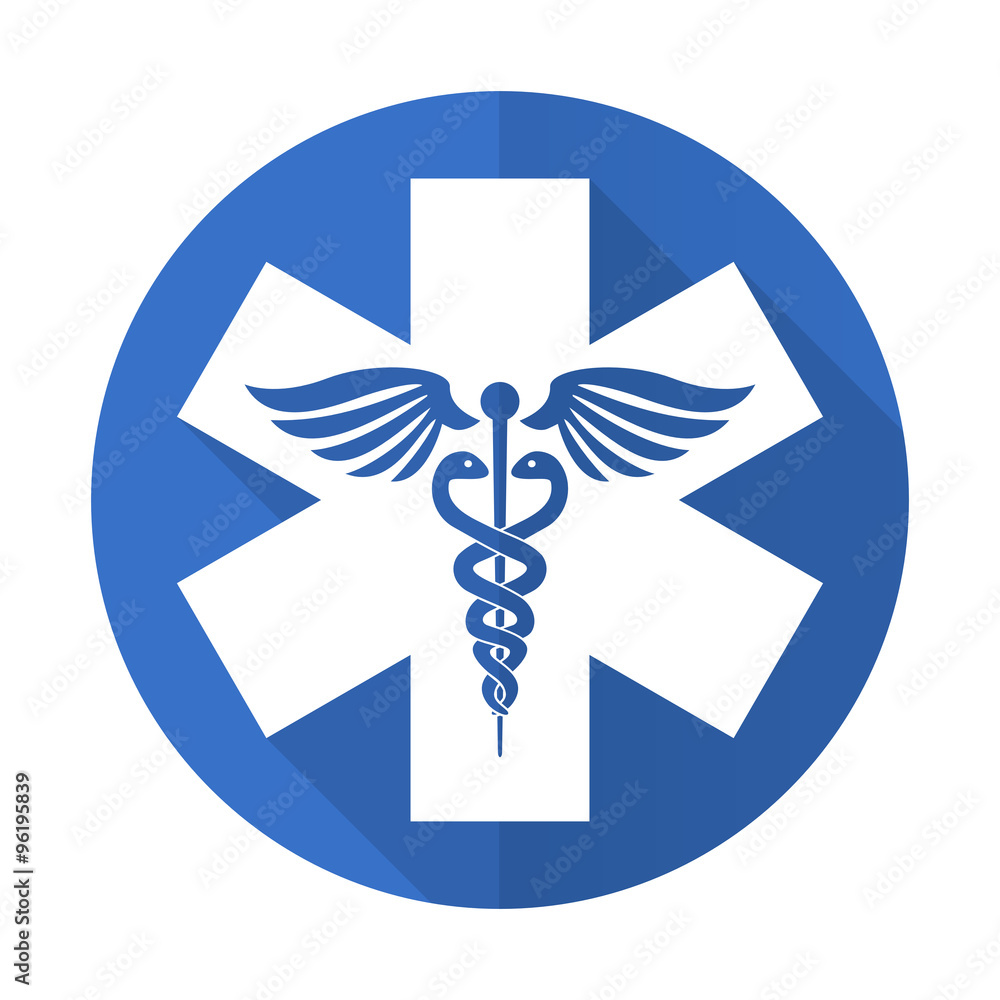 emergency blue flat desgn icon with shadow on white background emergency blue flat desgn icon with shadow on white background