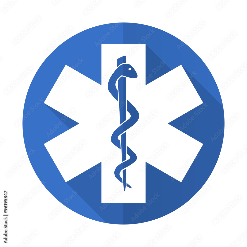emergency blue flat desgn icon with shadow on white background emergency blue flat desgn icon with shadow on white background