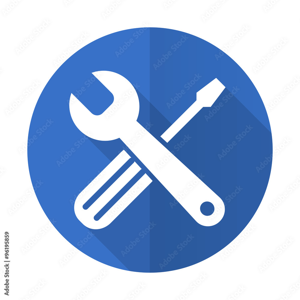 tools blue flat desgn icon with shadow on white background tools blue flat desgn icon with shadow on white background