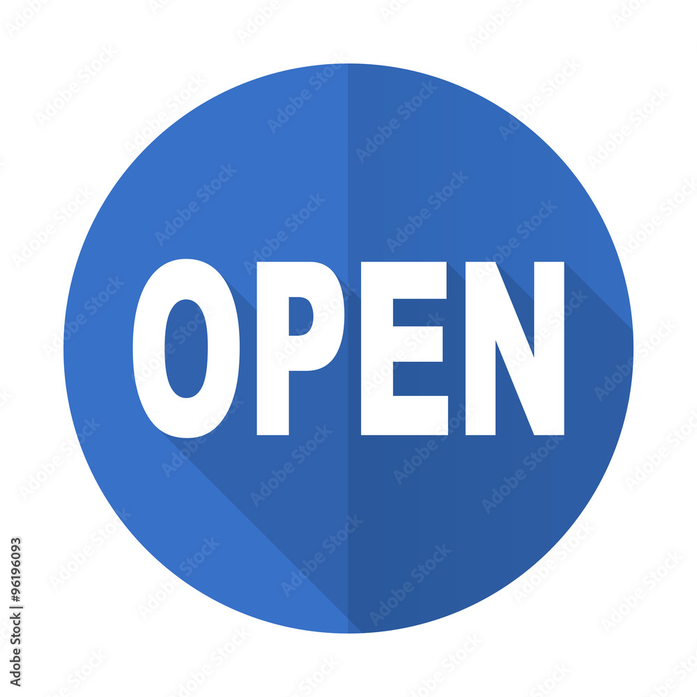 open blue flat desgn icon with shadow on white background open blue flat desgn icon with shadow on white background