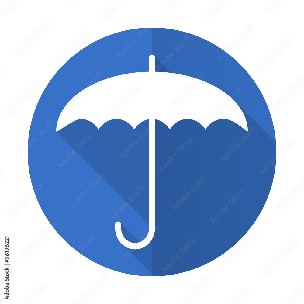 umbrella blue flat desgn icon with shadow on white background umbrella blue flat desgn icon with shadow on white background