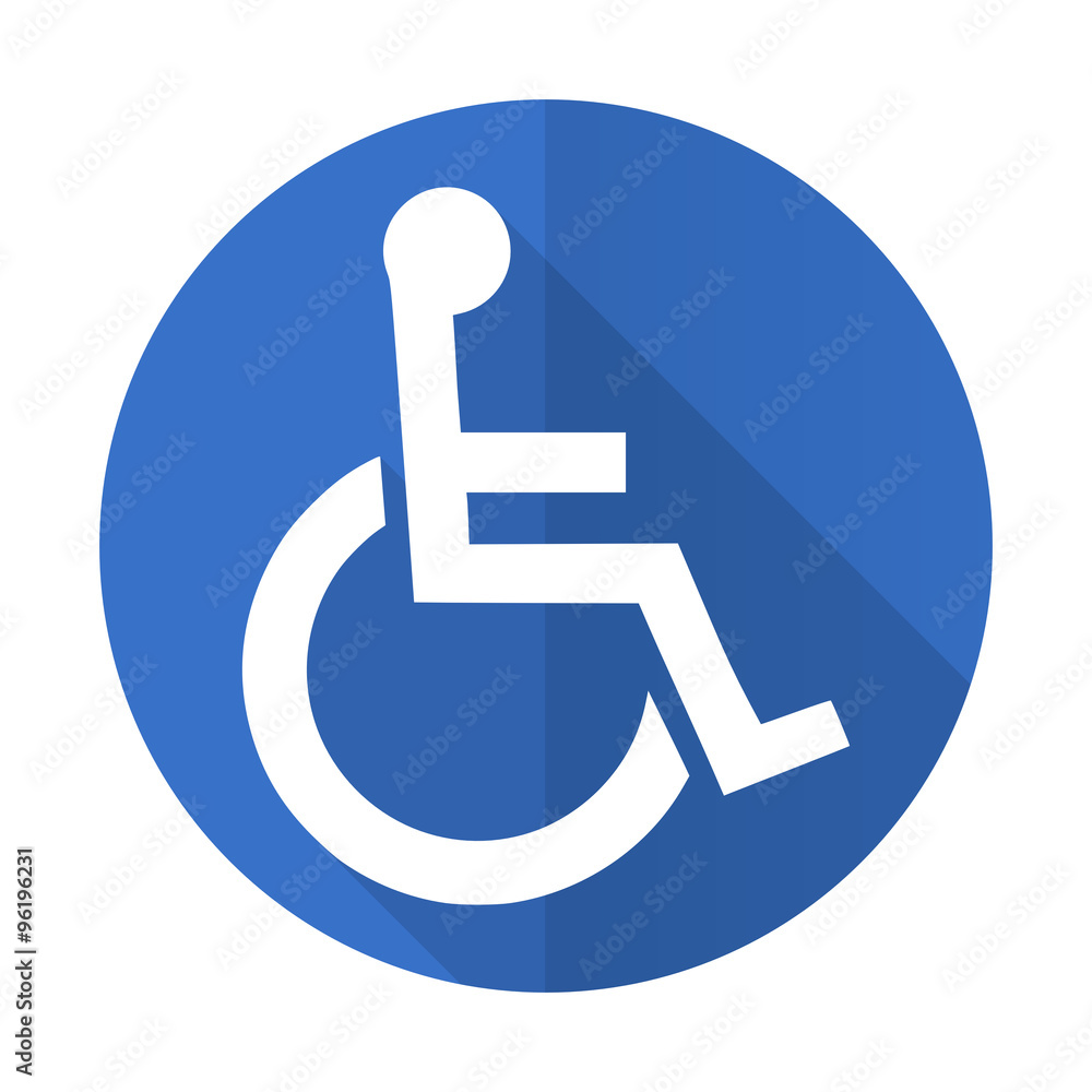 wheelchair blue flat desgn icon with shadow on white background wheelchair blue flat desgn icon with shadow on white background