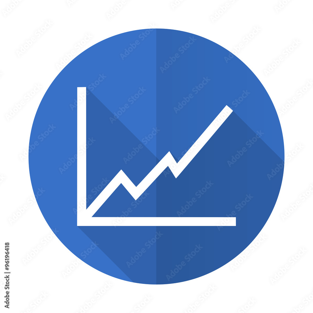 chart blue flat desgn icon with shadow on white background chart blue flat desgn icon with shadow on white background