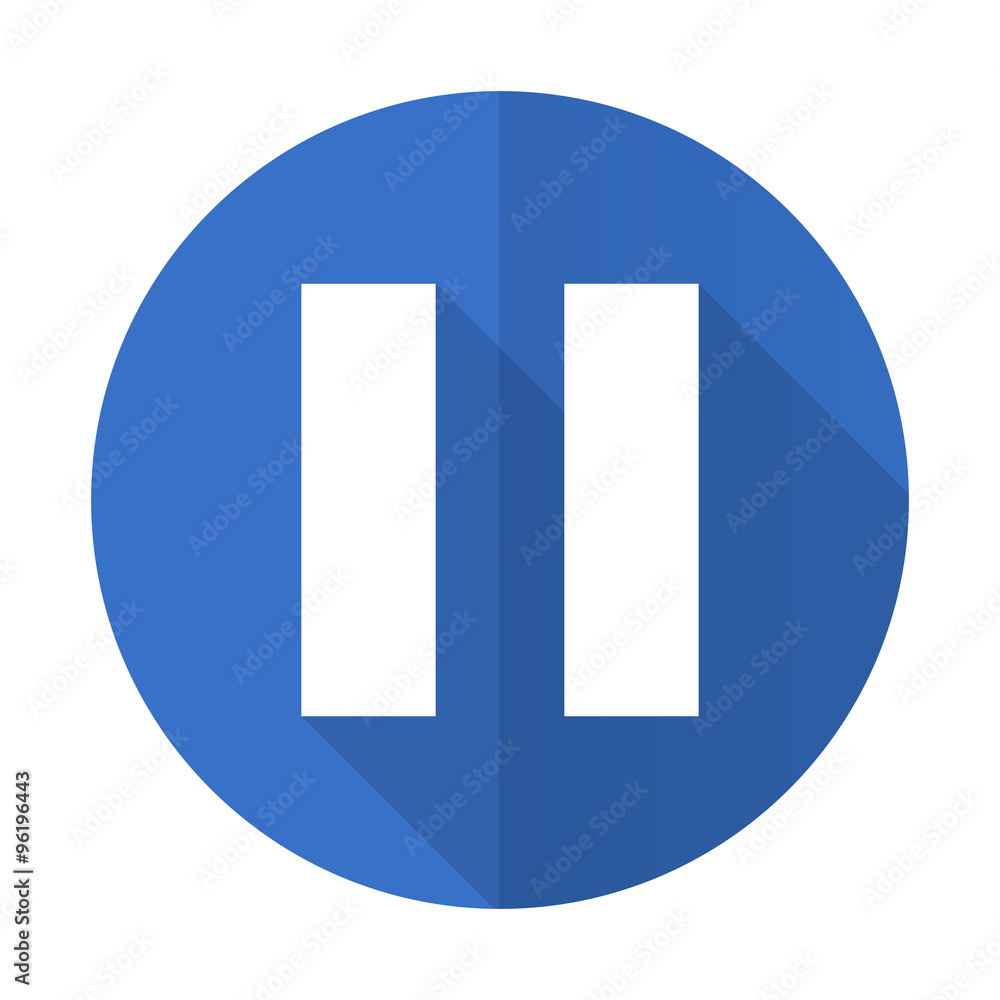 pause blue flat desgn icon with shadow on white background pause blue flat desgn icon with shadow on white background