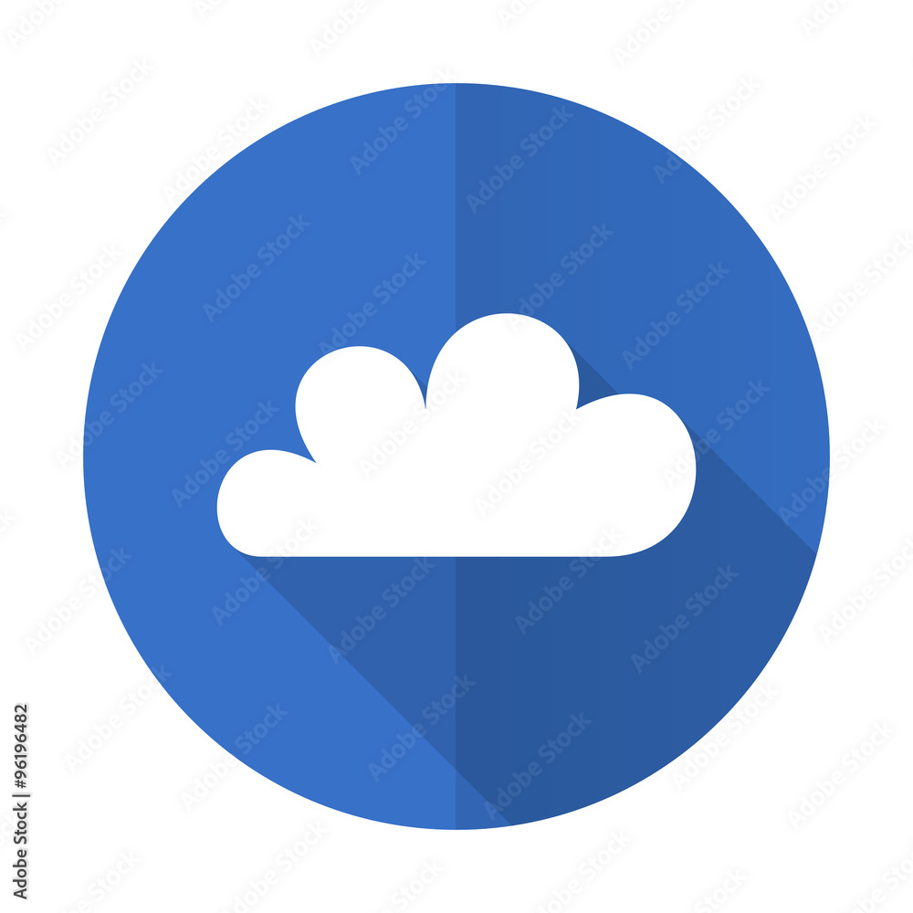 cloud blue flat desgn icon with shadow on white background cloud blue flat desgn icon with shadow on white background