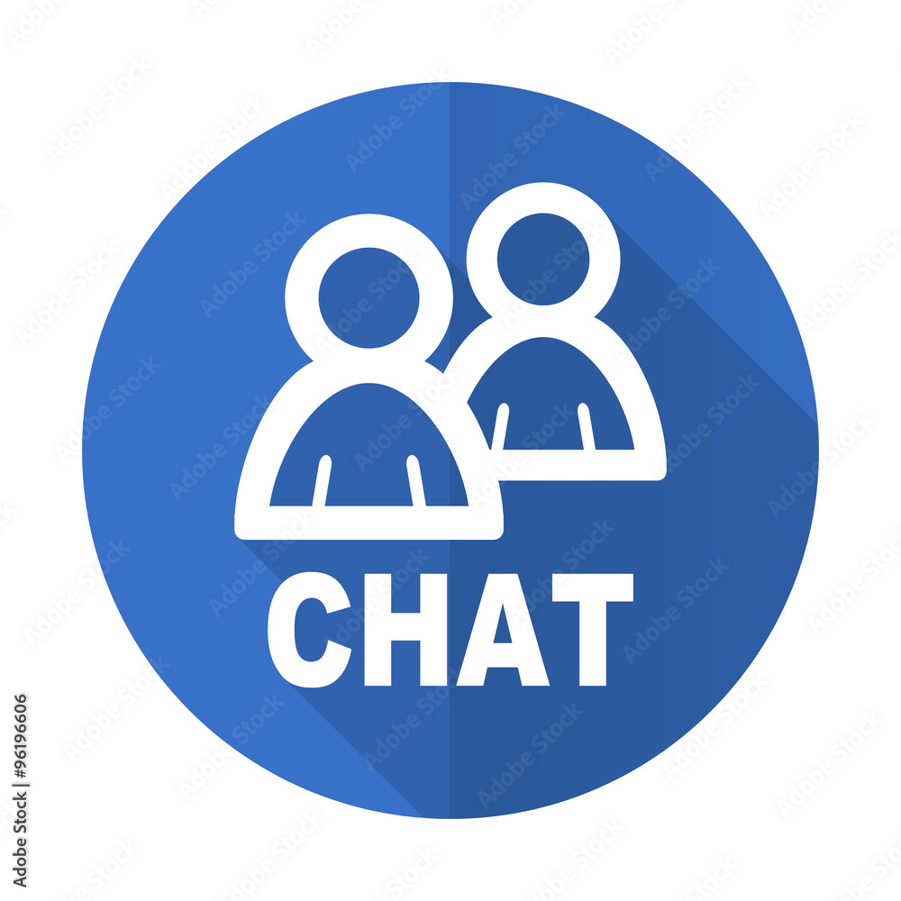 chat blue flat desgn icon with shadow on white background