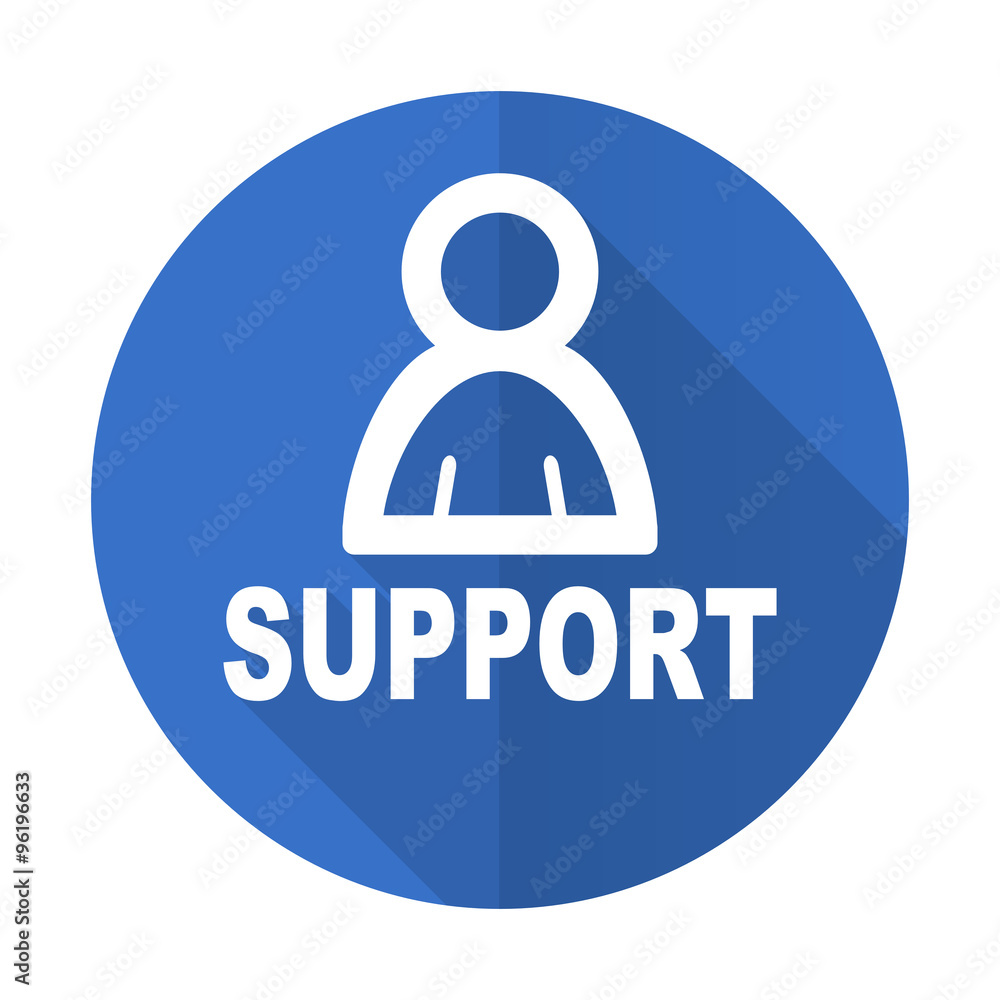 support blue flat desgn icon with shadow on white background support blue flat desgn icon with shadow on white background