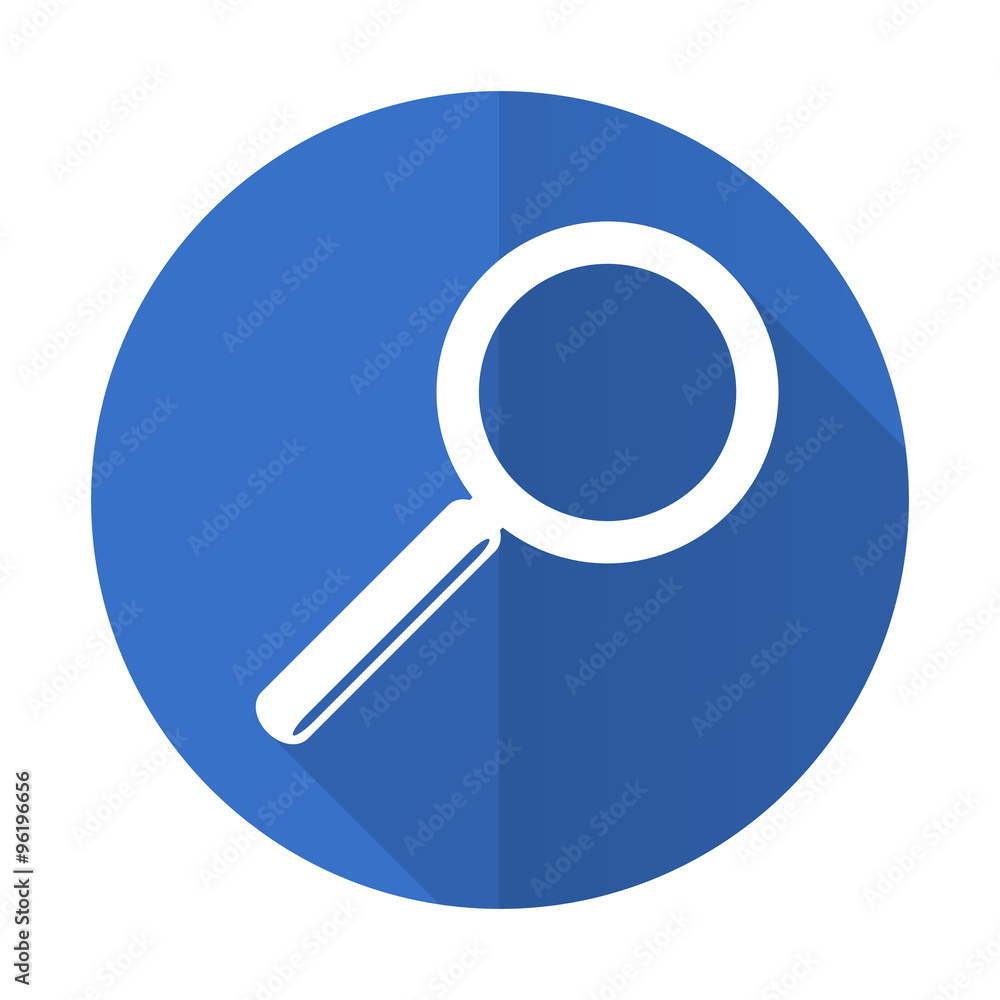 search blue flat desgn icon with shadow on white background search blue flat desgn icon with shadow on white background