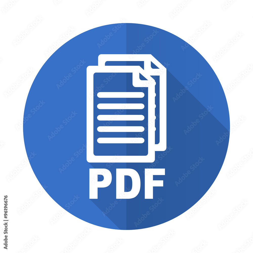 pdf blue flat desgn icon with shadow on white background, pdf blue flat desgn icon with shadow on white background,