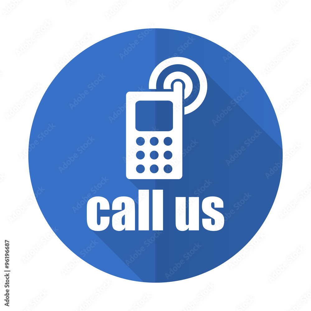 call us blue flat desgn icon with shadow on white background call us blue flat desgn icon with shadow on white background
