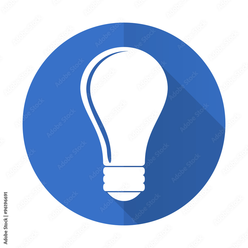 bulb blue flat desgn icon with shadow on white background bulb blue flat desgn icon with shadow on white background