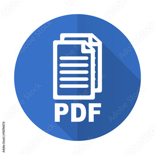 pdf blue flat desgn icon with shadow on white background,