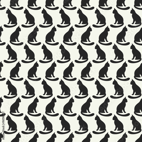 Animal seamless pattern of cat silhouettes.