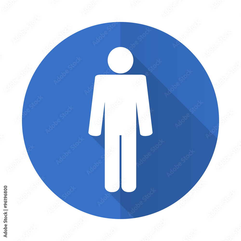 male blue flat desgn icon with shadow on white background male blue flat desgn icon with shadow on white background