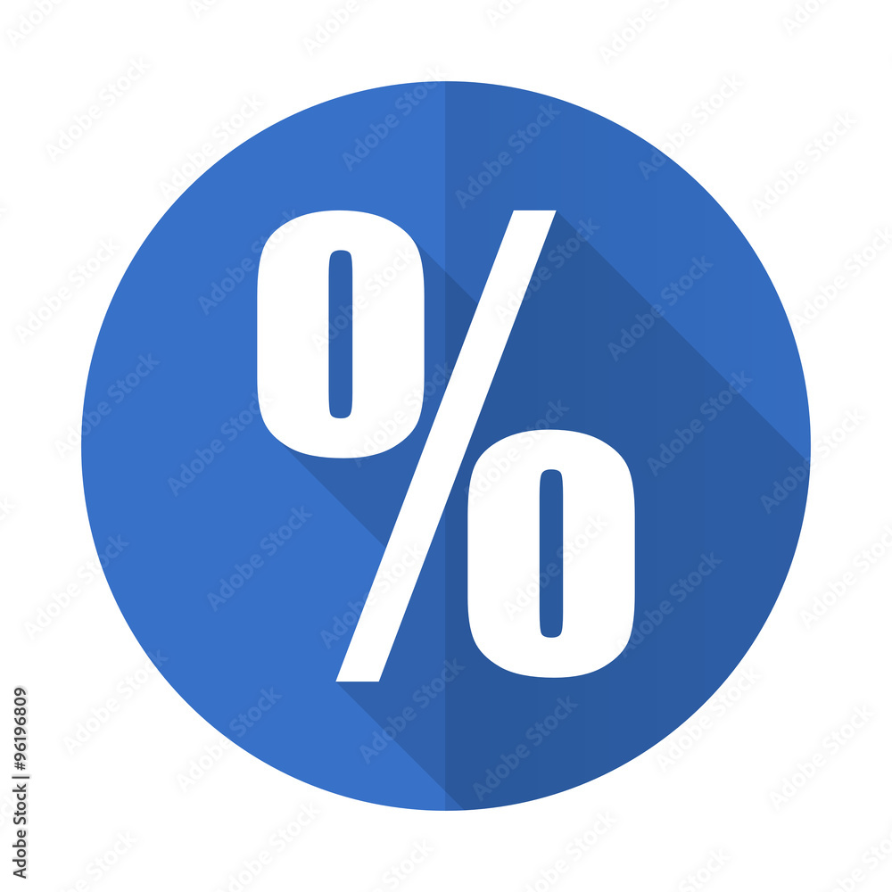 percent blue flat desgn icon with shadow on white background percent blue flat desgn icon with shadow on white background