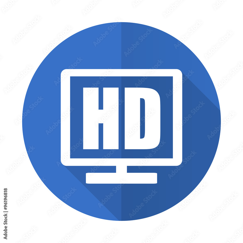 hd display blue flat desgn icon with shadow on white background hd display blue flat desgn icon with shadow on white background