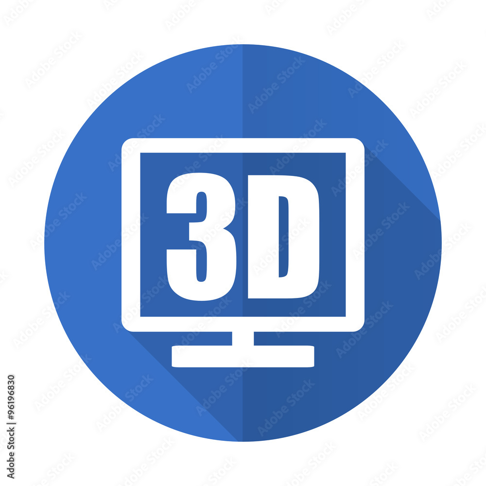 3d display blue flat desgn icon with shadow on white background 3d display blue flat desgn icon with shadow on white background