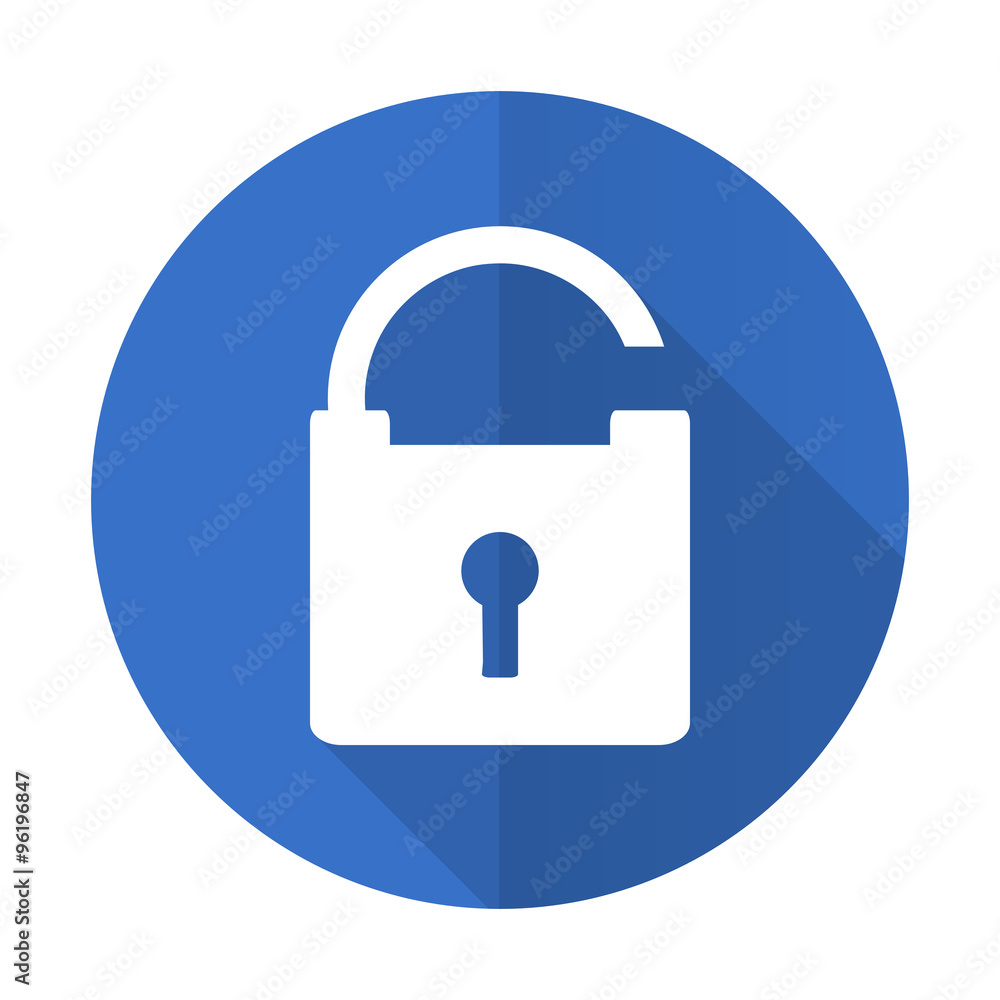 padlock blue flat desgn icon with shadow on white background padlock blue flat desgn icon with shadow on white background