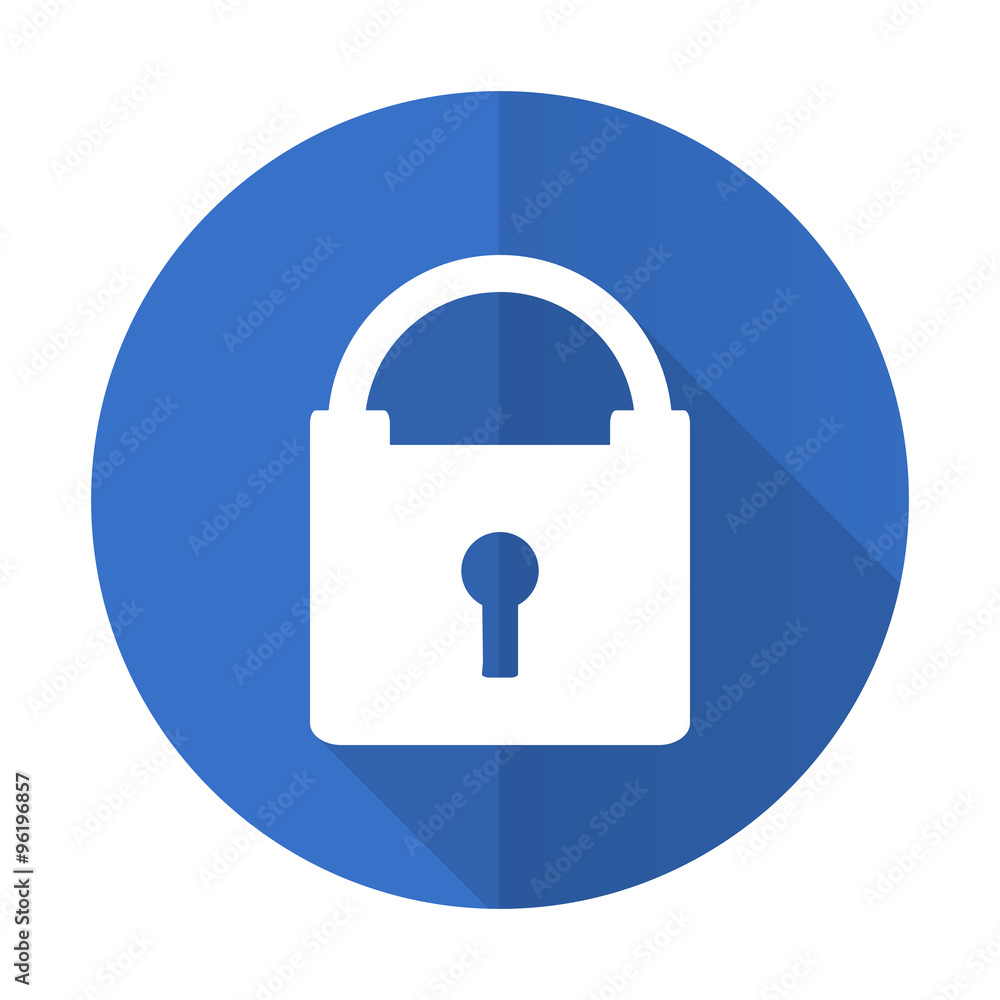 padlock blue flat desgn icon with shadow on white background padlock blue flat desgn icon with shadow on white background