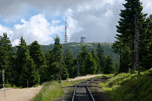 Brocken, the highest peak in the Harz Mountains with the Brocken Railway.Northern Germany