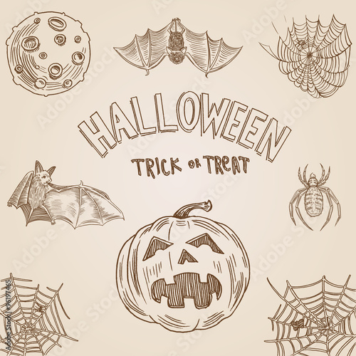 Halloween party vintage engraving pencil crosshatch hatching