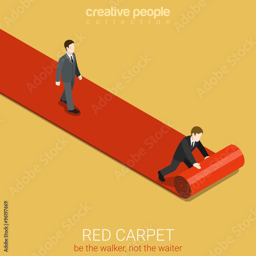 Red carpet flat 3d isometric vector waiter leader winner