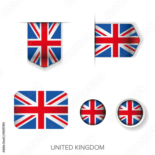 UK flag ribbon vector set