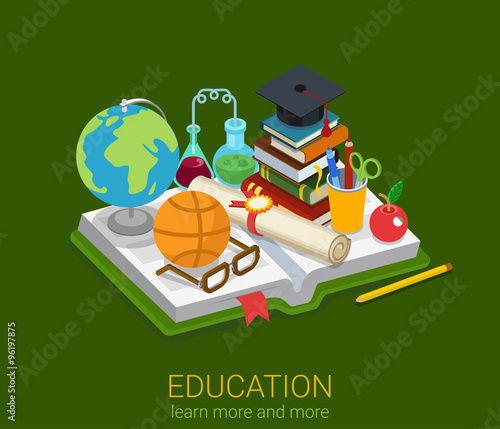 Education school college university flat 3d isometric vector