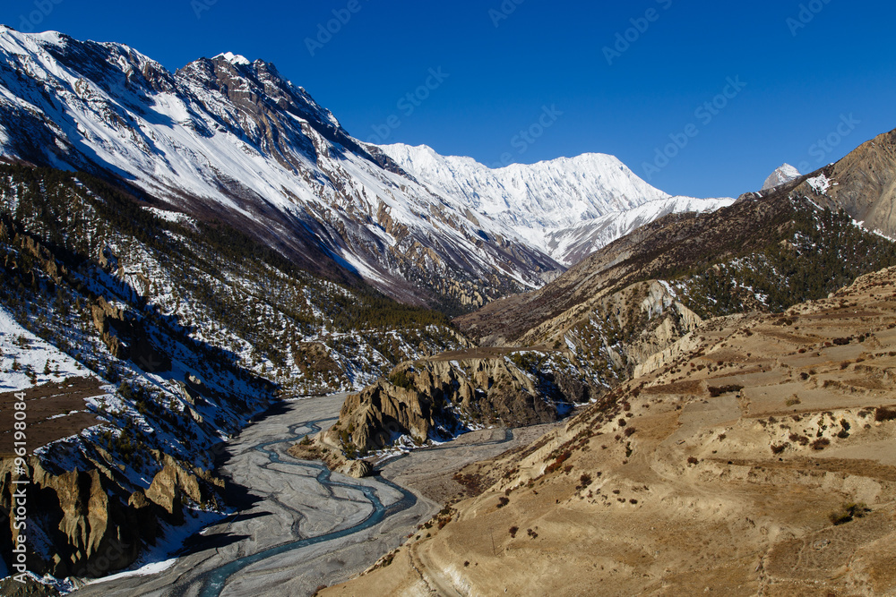 View of Valley at Manang Village on the Annapurna Circuit
