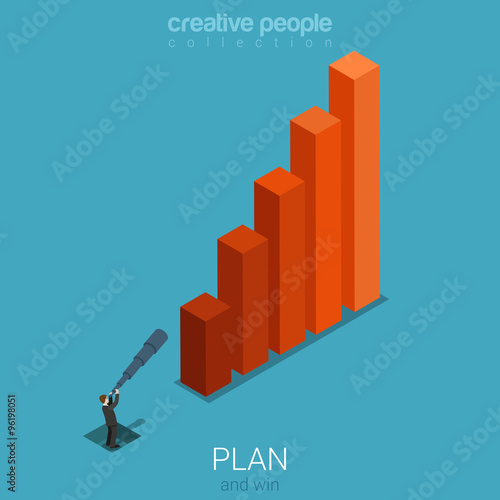 Business plan forecast stats graphic flat 3d isometric vector