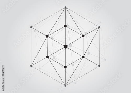 Vector Black and White Lattice Shape Symmetric Lined Object with Dots.