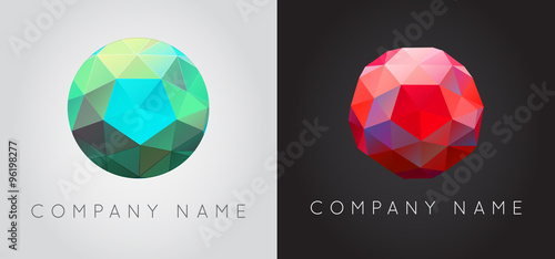 Trendy Crystal Triangulated Gem Logo Element Perfect for Business Geometric Low Polygon Style Visual Identity Vector Set Collection