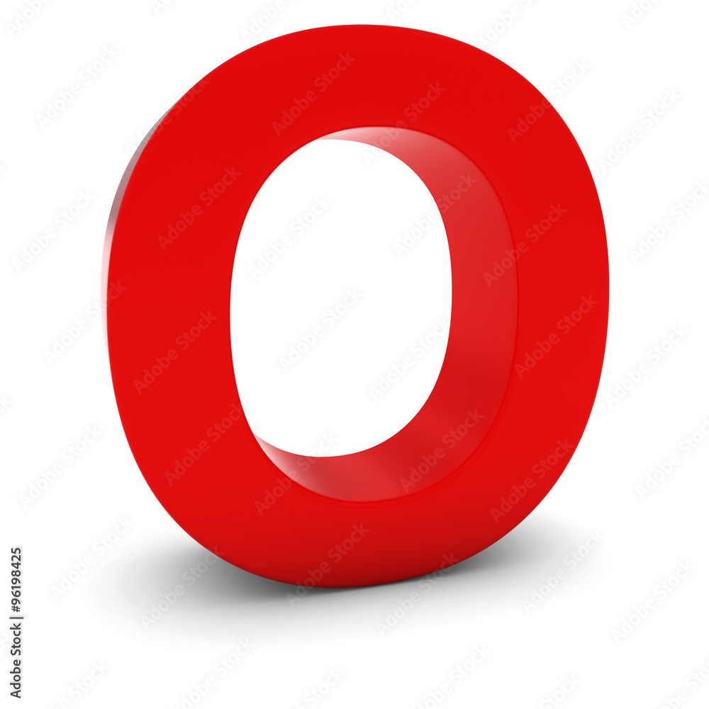 Red 3D Uppercase Letter O Isolated on white with shadows Red 3D Uppercase Letter O Isolated on white with shadows