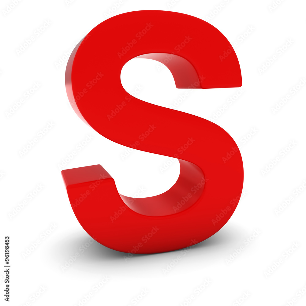 Red 3D Uppercase Letter S Isolated on white with shadows Red 3D Uppercase Letter S Isolated on white with shadows