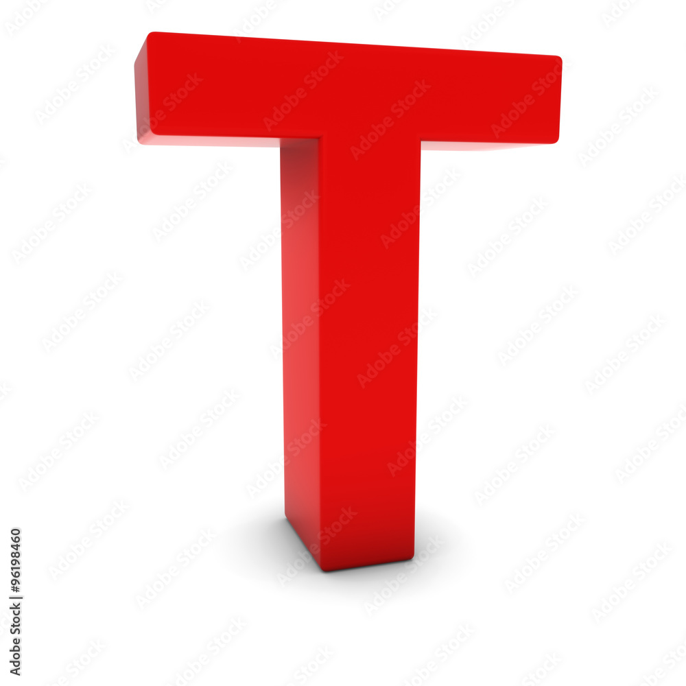 Red 3D Uppercase Letter T Isolated on white with shadows Red 3D Uppercase Letter T Isolated on white with shadows