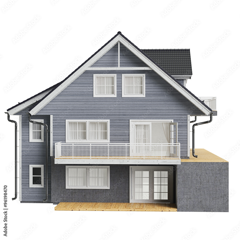 Country house wood siding, front view Country house wood siding, front view