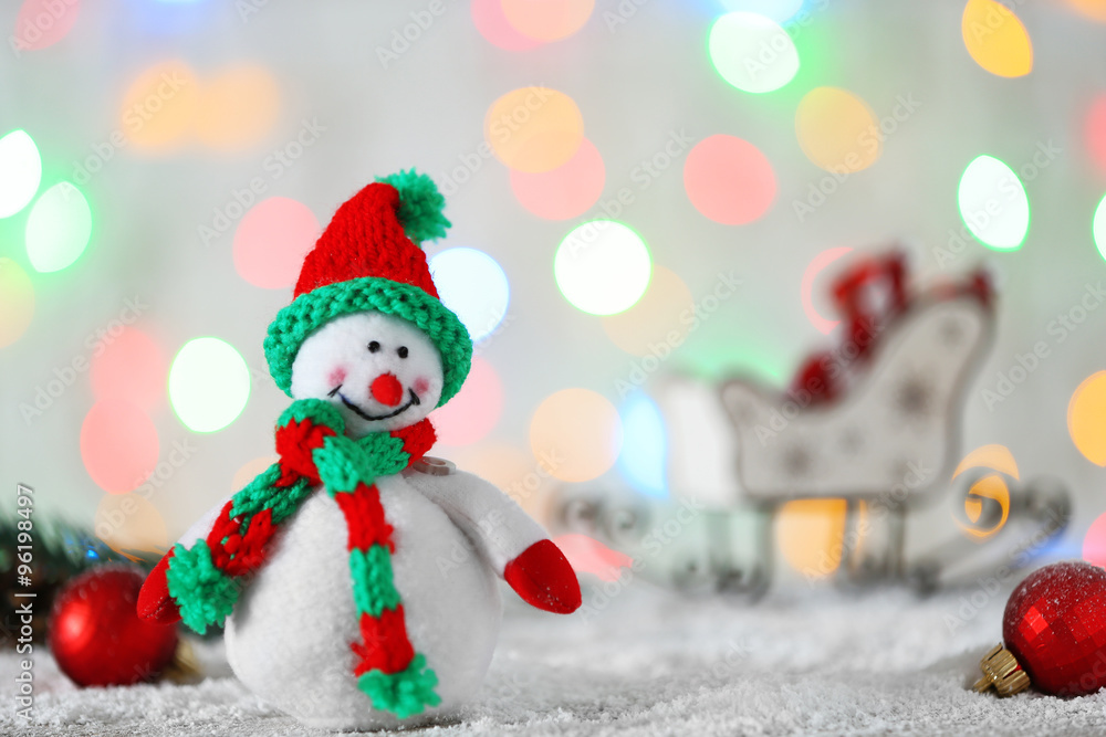 Cute snowman on Christmas background Cute snowman on Christmas background
