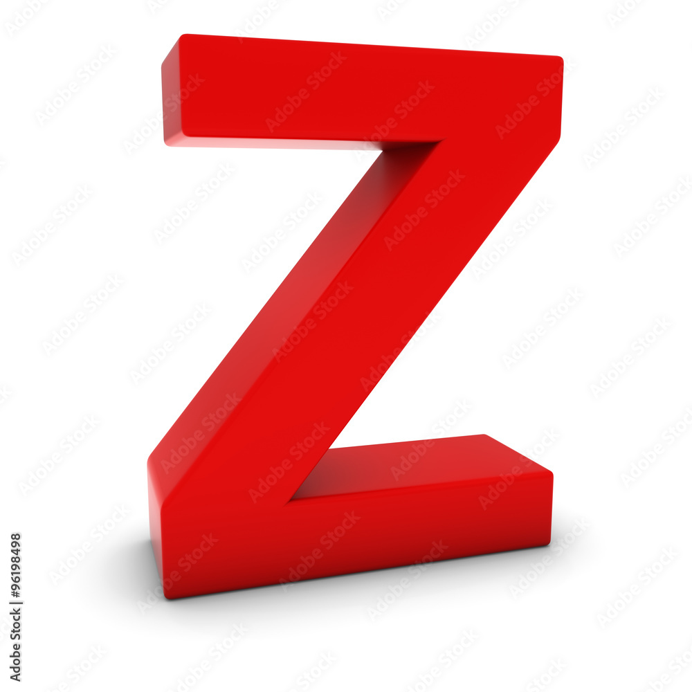 Red 3D Uppercase Letter Z Isolated on white with shadows Stock