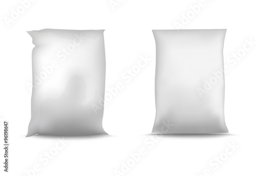 Vector Set of Blank White Foil Food Packaging llustration Isolated Mock Up Template Package Ready For Custom Design Collection Pack