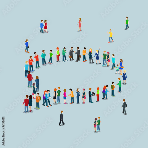Chat messaging chatting cloud callout flat 3d isometric vector