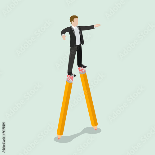 Dodger business businessman pencils flat 3d isometric vector