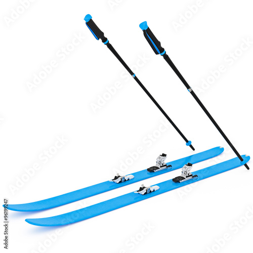 Skiing blue ski poles