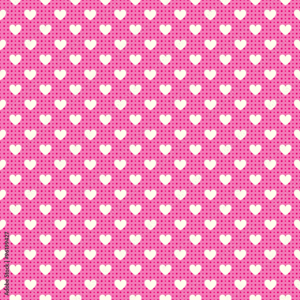 Heart shape seamless pattern. Pink and white colors Heart shape seamless pattern. Pink and white colors