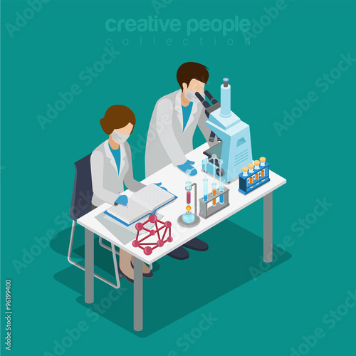 Science lab experiment research chemical flat isometric vector